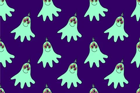Vector color seamless repeating childish pattern with cute monsters aliens an Stockillustratie