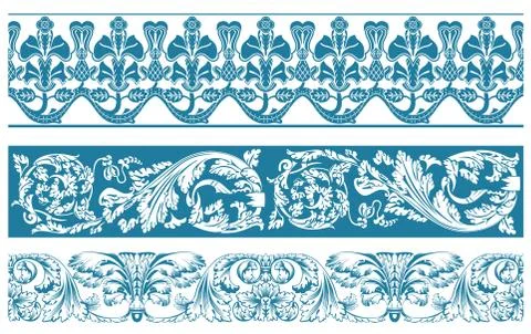 Vector color set. Ornate borders and vintage scroll elements Stock Illustration