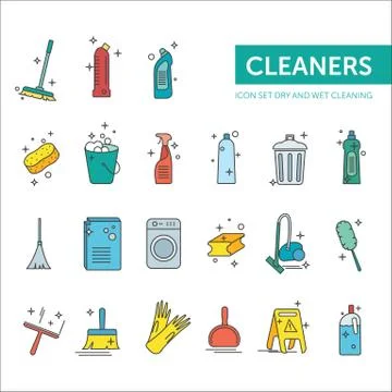 Vector color simple icon set Stock Illustration