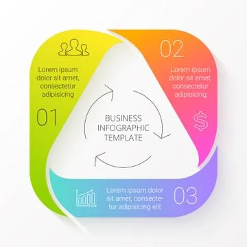 Vector color triangle infographic. Template for cycle diagram, graph Stock Illustration