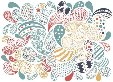 Vector colored abstract elements, drops, floral asian design Stock Illustration