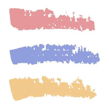 Vector colored brush strokes on white background. Pink, blue and yellow ink Stock Illustration