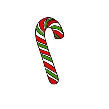 Vector colored Christmas cane in shades of red and green Stock Illustration