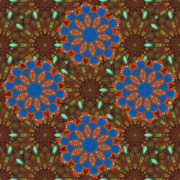 Vector colored design abstract mandala sacred geometry illustration on a brown, Stock-Illustration