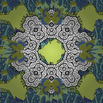 Vector colored design abstract mandala sacred geometry illustration on a green, Stock-Illustration