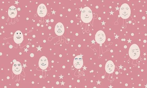 Vector colored easter eggs cartoon seamless pattern for Easter holidays on pi Stock Illustration