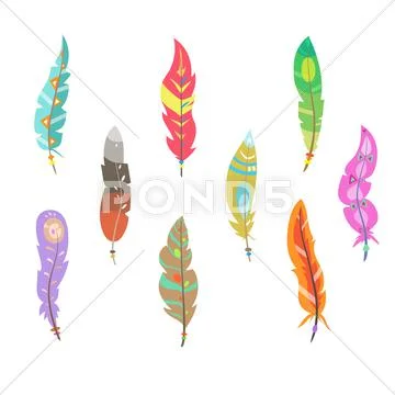 Vector Colored Feathers Set Stock Illustration