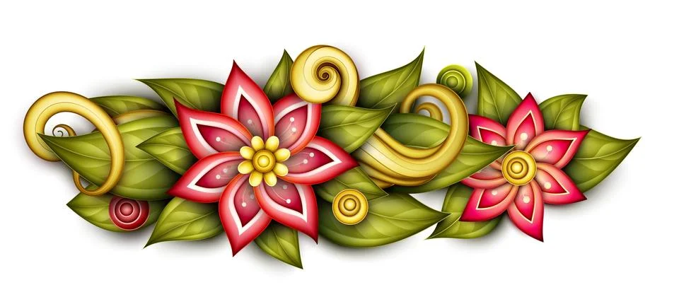 Vector Colored Floral Composition in Oval Shape Stock Illustration