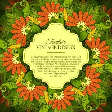 Vector Colored Floral Template with Place for Text Stock Illustration