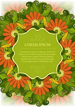 Vector Colored Floral Template with Place for Text Stock Illustration