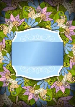 Vector Colored Floral Template with Place for Text Stock Illustration