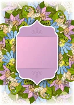 Vector Colored Floral Template with Place for Text Illustrazione stock