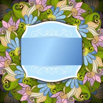 Vector Colored Floral Template with Place for Text Illustrazione stock