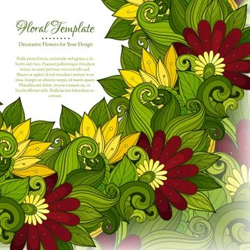 Vector Colored Floral Template with Place for Text Stock Illustration