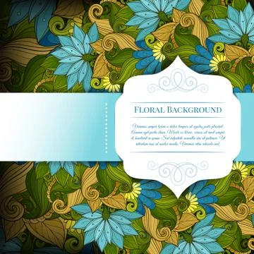 Vector Colored Floral Template with Place for Text Stock Illustration
