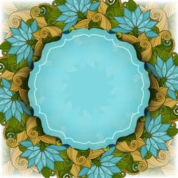 Vector Colored Floral Template with Place for Text Stock Illustration