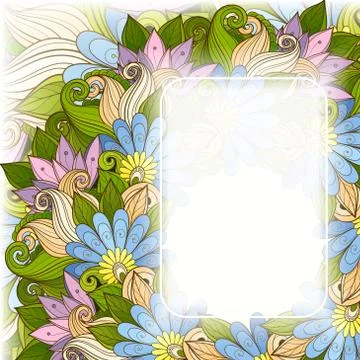 Vector Colored Floral Template with Place for Text Stock Illustration