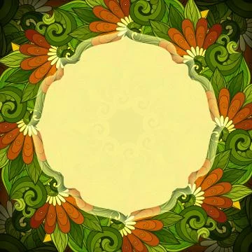 Vector Colored Floral Template with Place for Text Stock Illustration