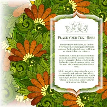 Vector Colored Floral Template with Place for Text Stock Illustration