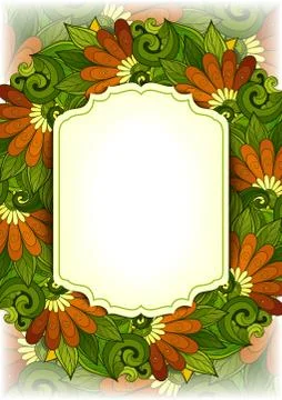 Vector Colored Floral Template with Place for Text Stock Illustration