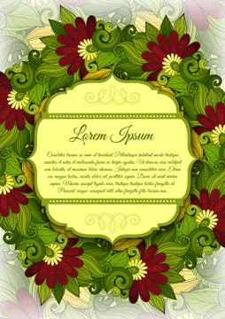 Vector Colored Floral Template with Place for Text Stock Illustration