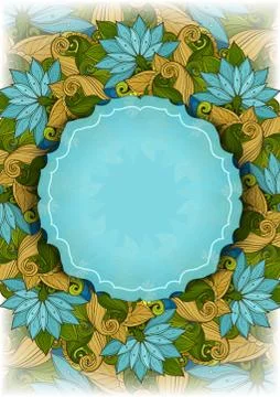 Vector Colored Floral Template with Place for Text Stock Illustration