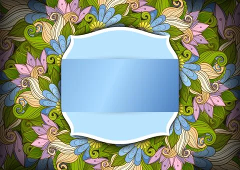 Vector Colored Floral Template with Place for Text Stock Illustration