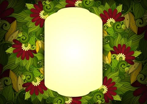 Vector Colored Floral Template with Place for Text Stock Illustration