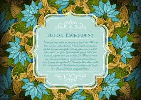 Vector Colored Floral Template with Place for Text Stock Illustration