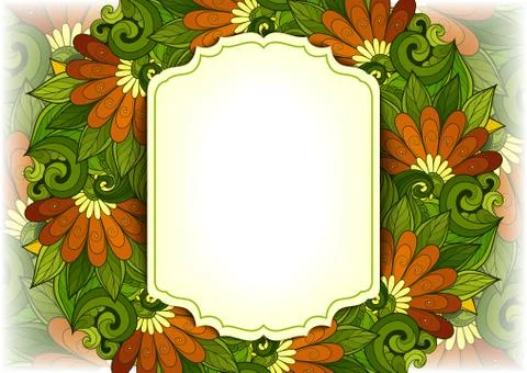 Vector Colored Floral Template with Place for Text Stock Illustration