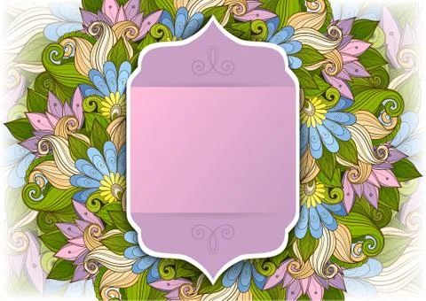 Vector Colored Floral Template with Place for Text Stock Illustration
