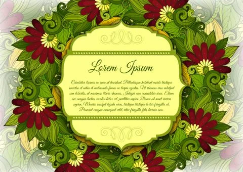 Vector Colored Floral Template with Place for Text Stock Illustration