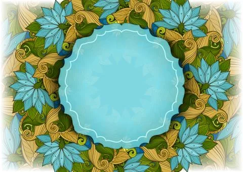 Vector Colored Floral Template with Place for Text Illustrazione stock