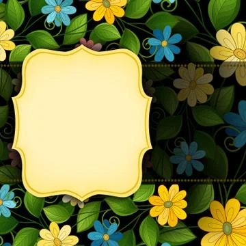 Vector Colored Floral Template with Place for Text Stock Illustration