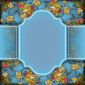 Vector Colored Floral Template with Place for Text Stock Illustration