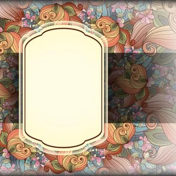 Vector Colored Floral Template with Place for Text Stock Illustration