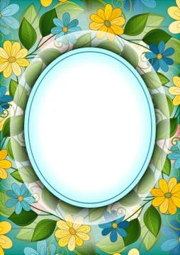 Vector Colored Floral Template with Place for Text Stock Illustration