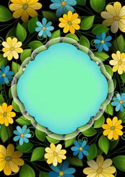 Vector Colored Floral Template with Place for Text Stock Illustration