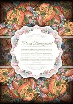 Vector Colored Floral Template with Place for Text Illustrazione stock