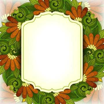 Vector Colored Floral Template with Place for Text Stock Illustration