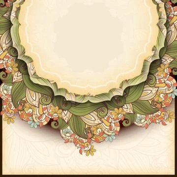 Vector Colored Floral Template with Place for Text Stock Illustration