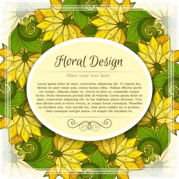Vector Colored Floral Template with Place for Text Stock Illustration