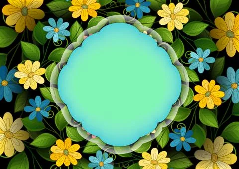 Vector Colored Floral Template with Place for Text Illustrazione stock