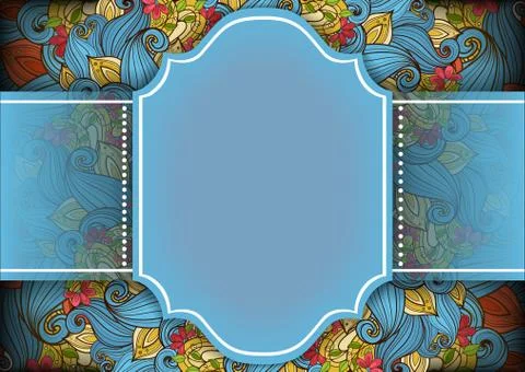 Vector Colored Floral Template with Place for Text Illustrazione stock