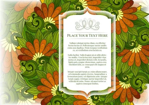 Vector Colored Floral Template with Place for Text Stock Illustration