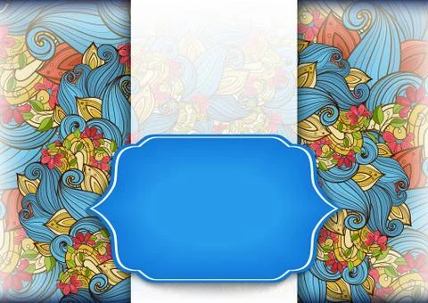 Vector Colored Floral Template with Place for Text Stock Illustration