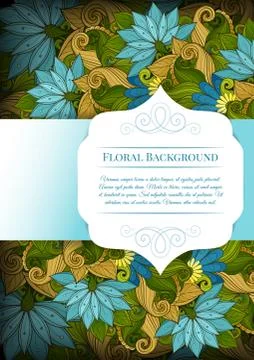 Vector Colored Floral Template with Place for Text Stock Illustration