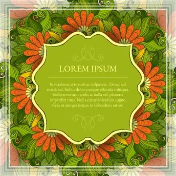 Vector Colored Floral Template with Place for Text Stock Illustration