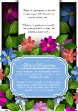 Vector Colored Floral Template with Place for Text Stock Illustration
