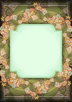 Vector Colored Floral Template with Place for Text Stock Illustration
